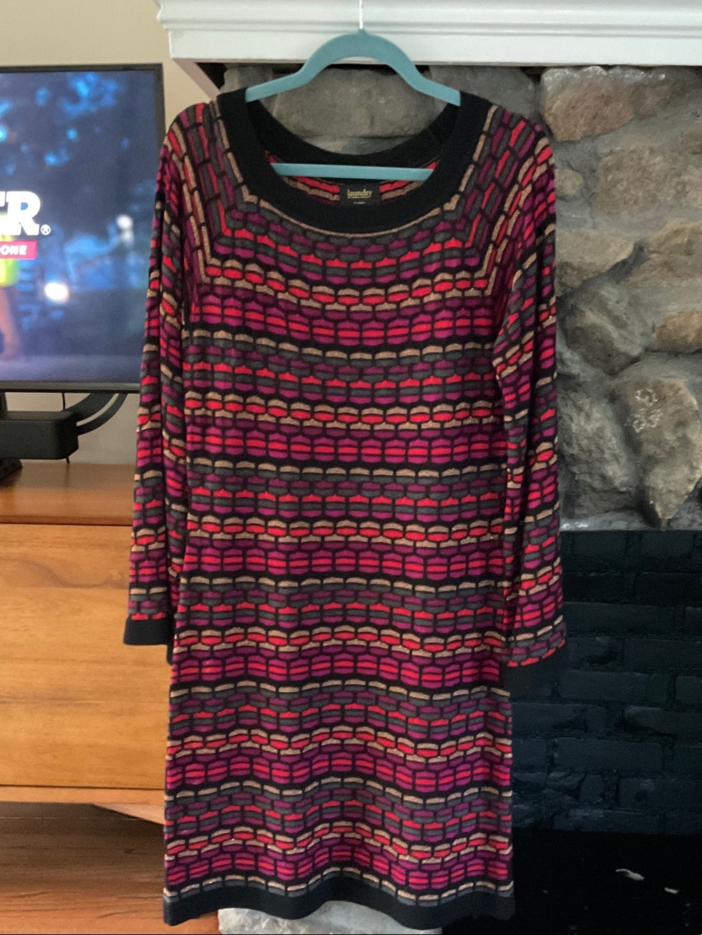 Laundry by Shelli Segal Patterned Knit Dress - Pinks, Black, gray, metallic